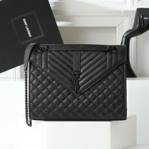 Saint Laurent LouLou Shoulder Bag Medium Black Silver Hardware Exact Size Unknown 092