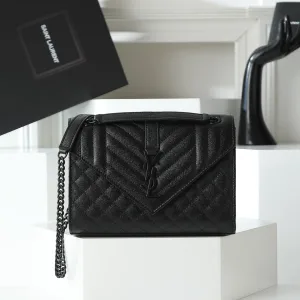 Saint Laurent LouLou Shoulder Bag Medium Black Silver Hardware Exact Size Unknown 097