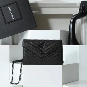 Saint Laurent LouLou Shoulder Bag Medium Black Silver Hardware Exact Size Unknown 125