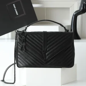 Saint Laurent LouLou Shoulder Bag Medium Black Silver Hardware Exact Size Unknown 225