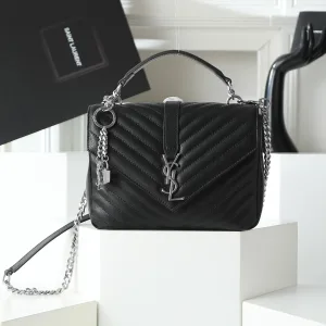 Saint Laurent LouLou Shoulder Bag Medium Black Silver Hardware Exact Size Unknown 229
