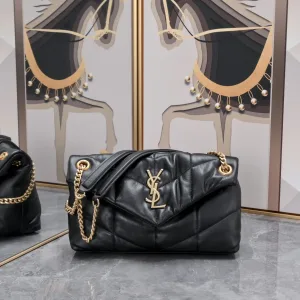Saint Laurent LouLou Shoulder Bag Medium Gray Gold Hardware Exact Size Unknown 021
