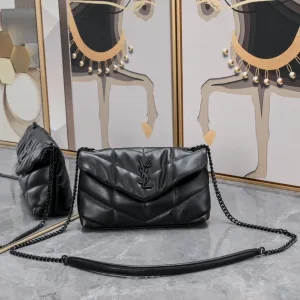 Saint Laurent LouLou Shoulder Bag Medium Gray Gold Hardware Exact Size Unknown 025
