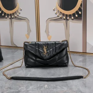 Saint Laurent LouLou Shoulder Bag Medium Gray Gold Hardware Exact Size Unknown 027