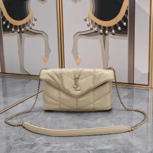 Saint Laurent LouLou Shoulder Bag Medium Gray Gold Hardware Exact Size Unknown 028