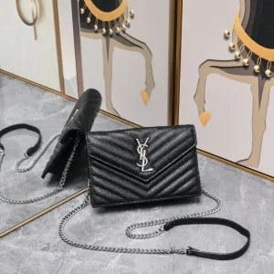 Saint Laurent LouLou Shoulder Bag Medium Gray Silver Hardware Exact Size Unknown 033