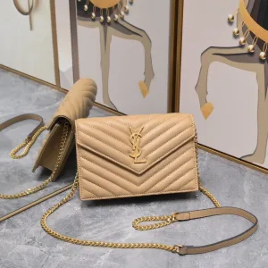 Saint Laurent LouLou Shoulder Bag Medium Tan Gold Hardware Exact Size Unknown 035