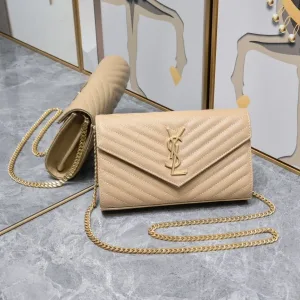 Saint Laurent LouLou Shoulder Bag Medium Tan Gold Hardware Exact Size Unknown 063