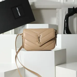 Saint Laurent LouLou Shoulder Bag Medium Tan Gold Hardware Exact Size Unknown 261