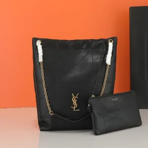 Saint Laurent Drawstring Shoulder Bag Medium Black Gold Hardware Exact Size Unknown 007