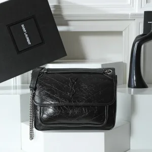 Saint Laurent Niki Messenger Bag Medium Black Silver Hardware Exact Size Unknown 256