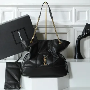 Saint Laurent Drawstring Shoulder Bag Medium Black Gold Hardware Exact Size Unknown 081