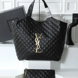 Saint Laurent Puffer Shoulder Bag Large Black Gold Hardware Exact Size Unknown 079