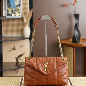 Saint Laurent Puffer Shoulder Bag Large Brown Gold Hardware Exact Size Unknown 238