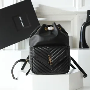 Saint Laurent Drawstring Shoulder Bag Medium Black Gold Hardware Exact Size Unknown 100