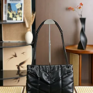 Saint Laurent Puffer Shoulder Bag Large Brown Gold Hardware Exact Size Unknown 240