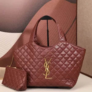 Saint Laurent Puffer Shoulder Bag Large Red Gold Hardware Exact Size Unknown 144
