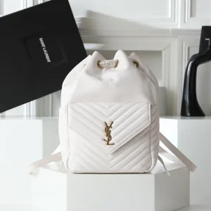 Saint Laurent Drawstring Shoulder Bag Medium White Black Hardware Exact Size Unknown 101