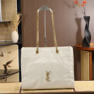Saint Laurent Shopping Tote Bag Large Brown Gold Hardware Exact Size Unknown 241