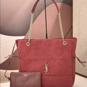 Saint Laurent Shopping Tote Bag Large Red Gold Hardware Exact Size Unknown 104