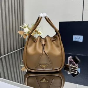 Prada Bucket Bag Medium Caramel Gold Hardware