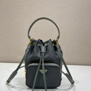 Prada Bucket Bag Small Gray Silver Hardware
