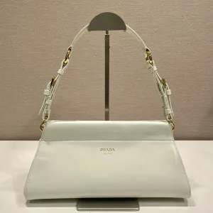 Prada Cleo Hobo Small Ivory Gold Hardware