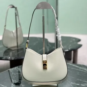 Prada Cleo Hobo Small White Gold Hardware