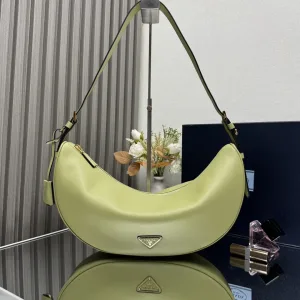 Prada Cleo Moon Bag Medium Light Green Silver Hardware