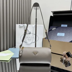 Prada Cleo Shoulder Bag Small Silver Gold Hardware