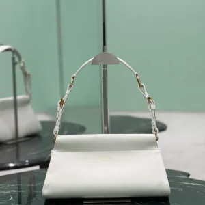 Prada Cleo Shoulder Bag Small White Silver Hardware
