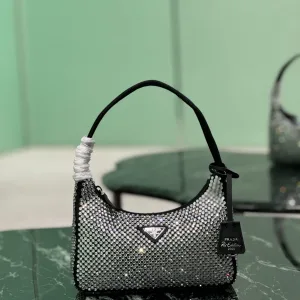 Prada Crystal Mini Bag Small Silver Gold Hardware