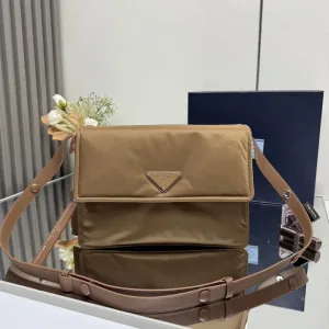Prada Flap Crossbody Medium Caramel Gold Hardware