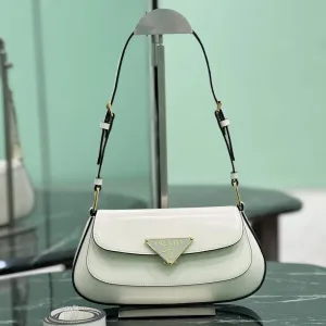 Prada Flap Shoulder Bag Small White Gold Hardware