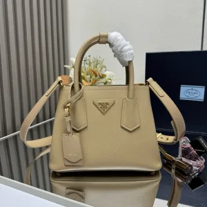 Prada Galleria Top Handle Medium Beige Gold Hardware