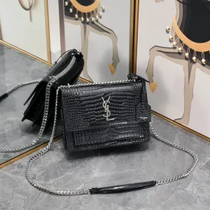 Saint Laurent Kate Chain Bag Small Black Silver Hardware Exact Size Unknown 053