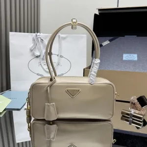 Prada Galleria Top Handle Small Beige Gold Hardware