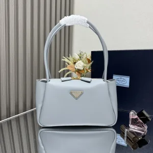 Prada Galleria Top Handle Small White Gold Hardware