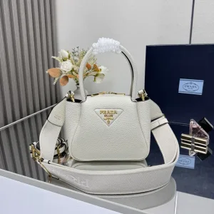 Prada Galleria Top Handle Small White Gold Hardware Variant 3