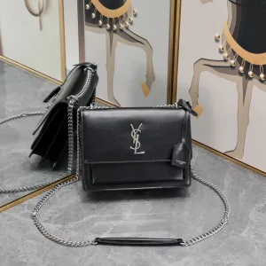 Saint Laurent Kate Chain Bag Small Black Silver Hardware Exact Size Unknown 057