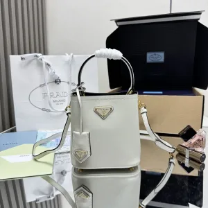 Prada Galleria Tote Medium White Gold Hardware