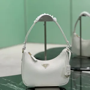 Prada Mini Hobo Small White Gold Hardware