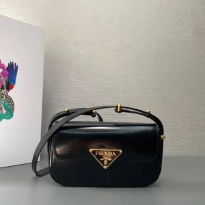 Prada Patent Camera Bag Small Black Gold Hardware
