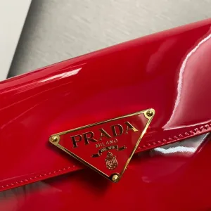 Prada Patent Leather Chain Bag Small Red Gold Hardware