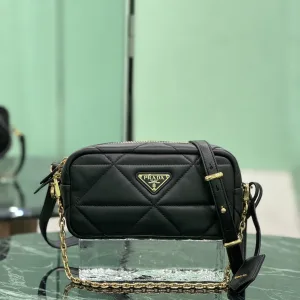 Prada Quilted Camera Bag Small Black Gold Hardware