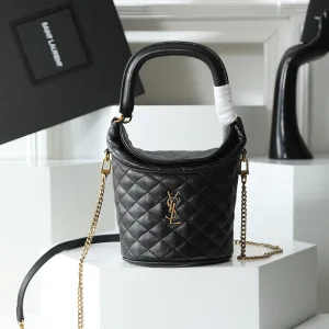 Saint Laurent Bucket Bag Medium Black Gold Hardware Exact Size Unknown 075