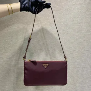 Prada ReEdition Shoulder Bag Small Burgundy Silver Hardware