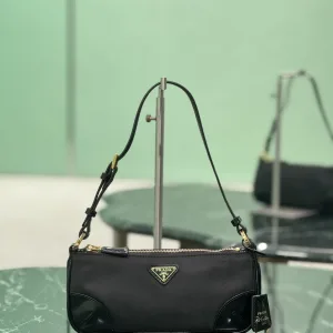 Prada ReNylon Shoulder Bag Small Black Silver Hardware