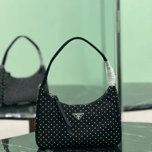 Prada ReNylon Tote Medium Black Silver Hardware