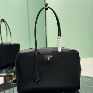 Prada Saffiano Boston Bag Small Black Gold Hardware Variant 2